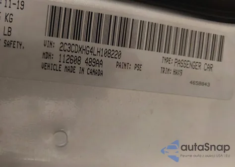 2020 Dodge Charger Gt Rwd z USA, uszkodzony, nr VIN 2C3CDXHG4LH108220